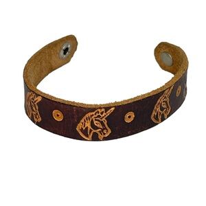 Leather Bracelet Band With Unicorn Design